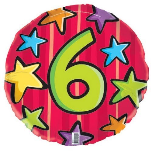 Multi-Colour Stars 6th Birthday Foil Balloon 45cm E2193 - Party Owls