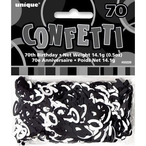 70th Birthday Confetti Table Decorations Glitz Black Silver 55229 - Party Owls