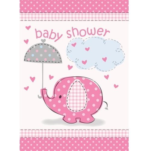 Umbrellaphant Baby Shower Girls Pink Party Invitations 8pk With Envelopes  41674 - Party Owls
