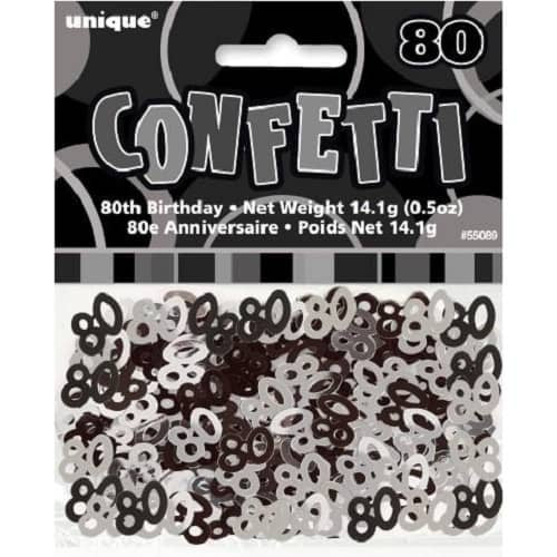 80th Birthday Confetti Table Decorations Glitz Black Silver 55089 - Party Owls