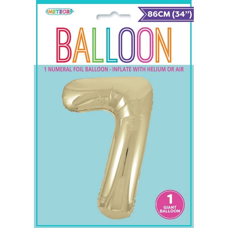 Champagne Gold Number "7" Giant Numeral Foil Balloon 86CM (34") 44807 - Party Owls