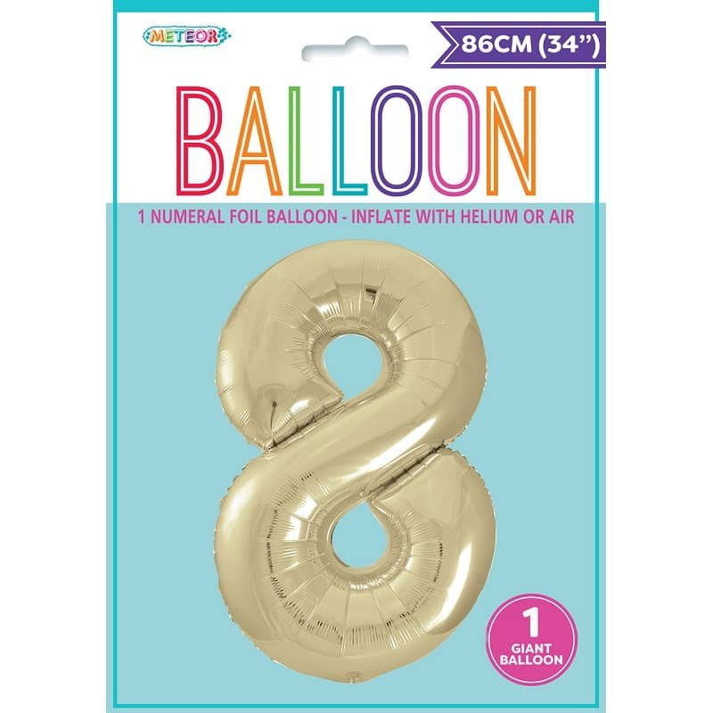 Champagne Gold Number "8" Giant Numeral Foil Balloon 86CM (34") 44808 - Party Owls