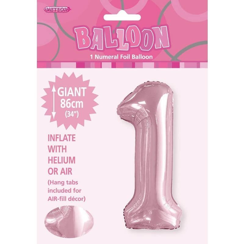 Lovely Pink Number "1" Giant Numeral Foil Balloon 86CM (34") 50651 - Party Owls