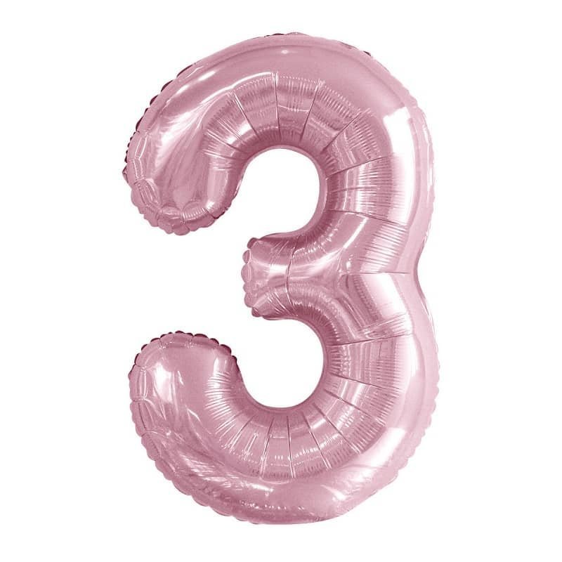 Lovely Pink Number "3" Giant Numeral Foil Balloon 86CM (34") 50653 - Party Owls