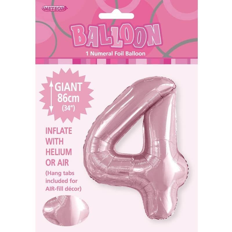 Lovely Pink Number "4" Giant Numeral Foil Balloon 86CM (34") 50654 - Party Owls