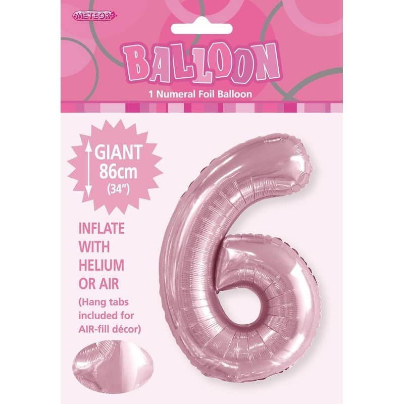 Lovely Pink Number "6" Giant Numeral Foil Balloon 86CM (34") 50656 - Party Owls
