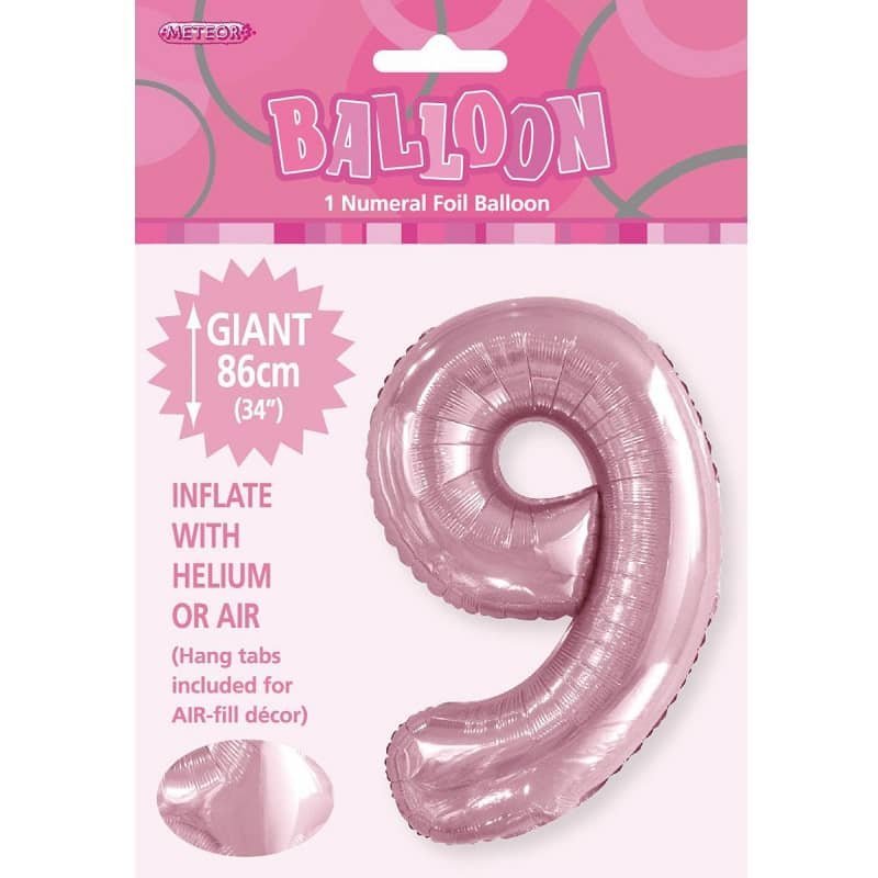 Lovely Pink Number "9" Giant Numeral Foil Balloon 86CM (34") 50659 - Party Owls