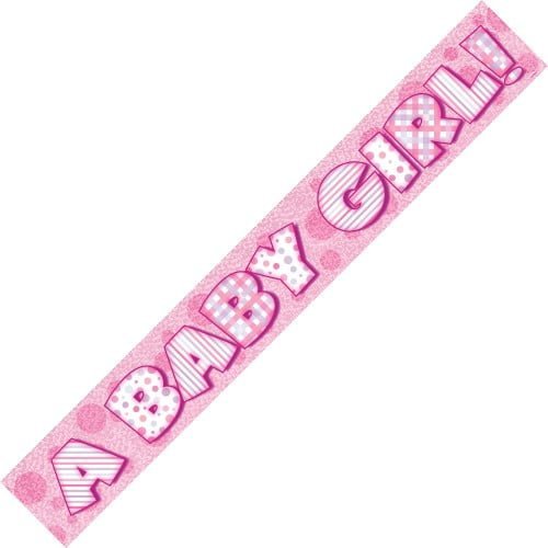 "A Baby Girl" Prism Banner Baby Shower Girls Pink 10876 - Party Owls