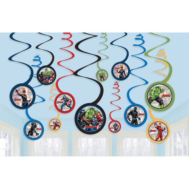 Avengers Hanging Swirl Decorations Pack 12pk - Party Owls