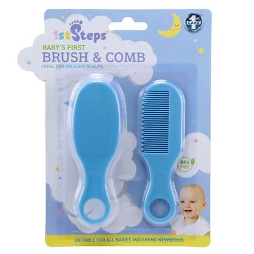 Baby Brush & Comb Set 2pk Blue - Party Owls