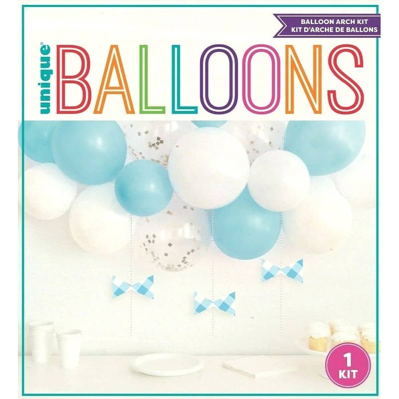 Blue White Confetti Balloon Arch Kit (15 Balloons & 3 Paper Bows) 74949 - Party Owls