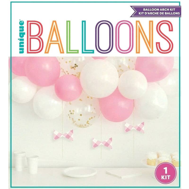 Pink White Confetti Balloon Arch Kit (15 Balloons & 3 Paper Bows) 74919 - Party Owls