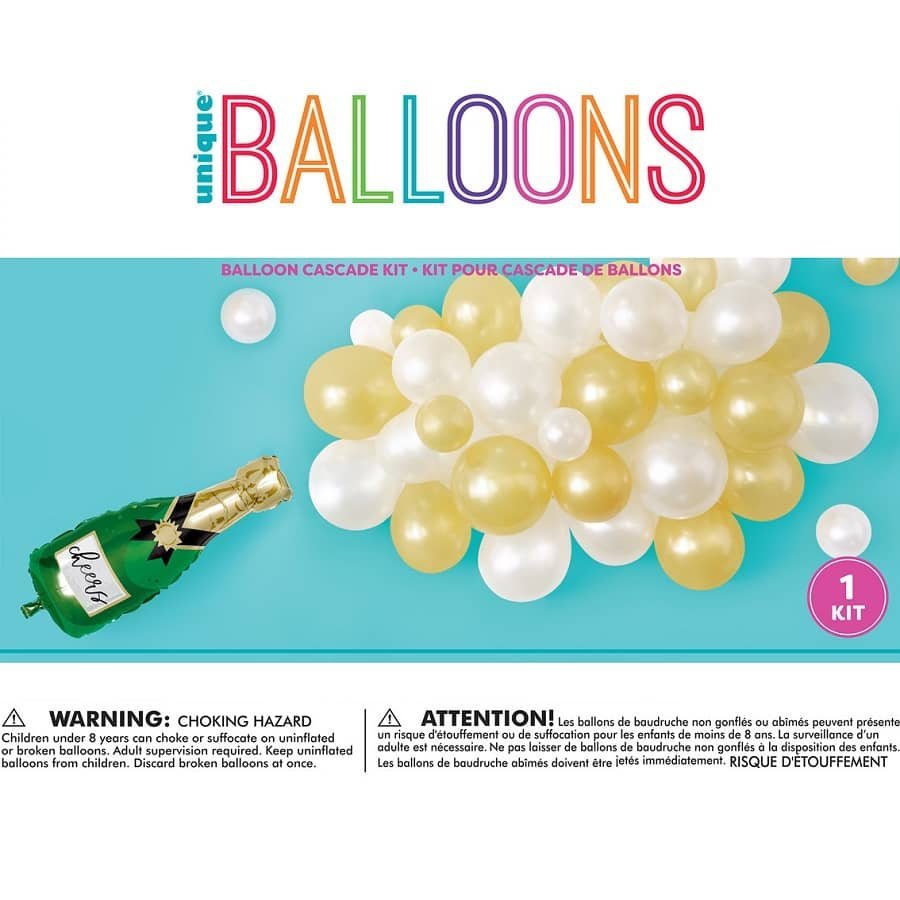 Balloon Cascade Kit 40 Latex Balloons 1 Champagne Bottle 75462 - Party Owls