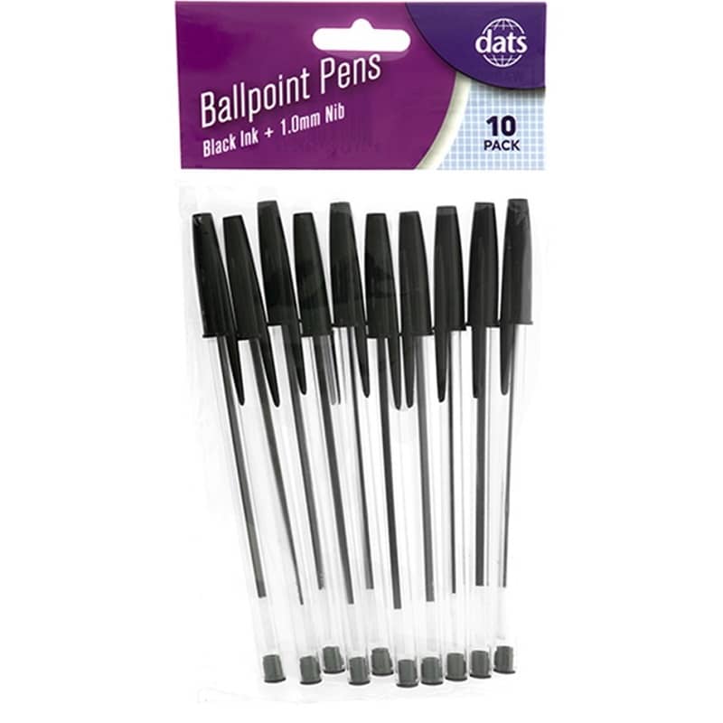 Ballpoint Pens 10pk Black Ink Colour - Party Owls