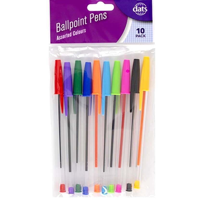 Ballpoint Pens 10pk Mixed Ink Colours - Party Owls