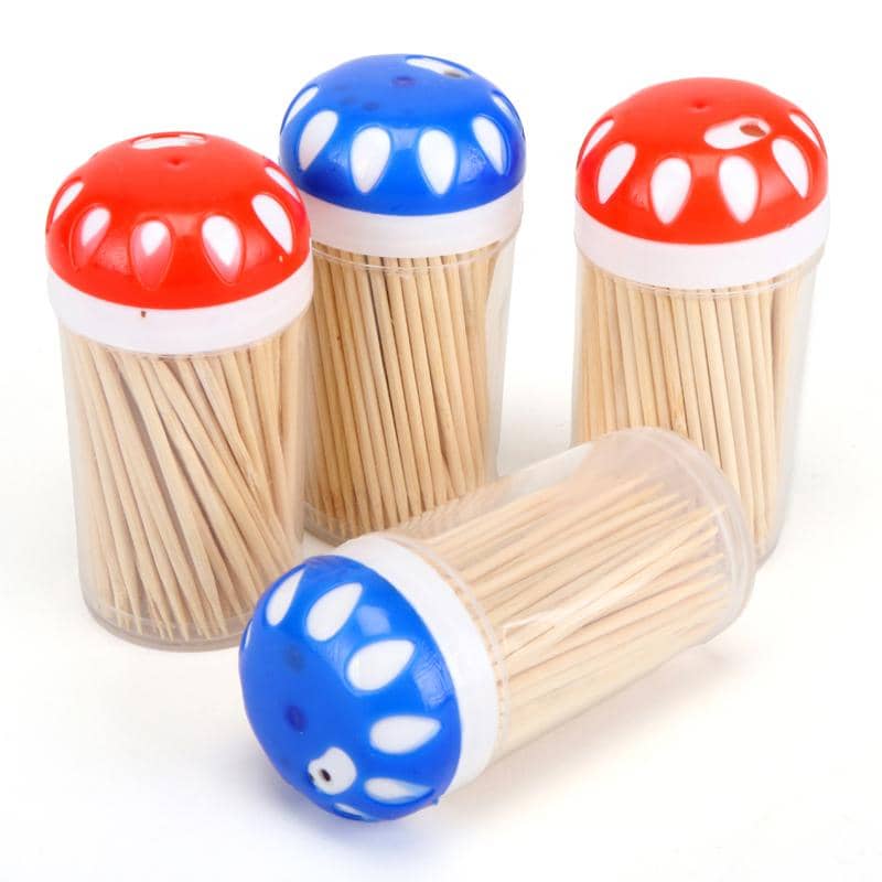 Bamboo Toothpicks In Dispenser 600pk (4 Tubes Of 150 Pieces) - Party Owls