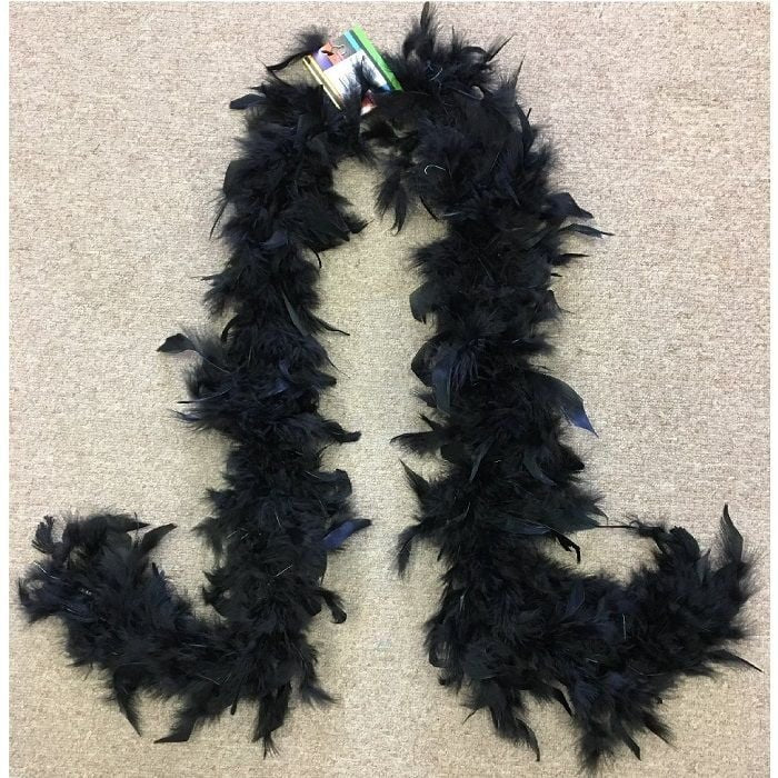Black Feather Boa 150cm 1920s 20s Accessories PW9389 - Party Owls