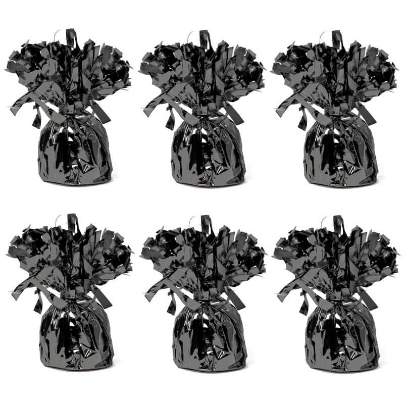 Black Foil Balloon Weights 6pk - Party Owls
