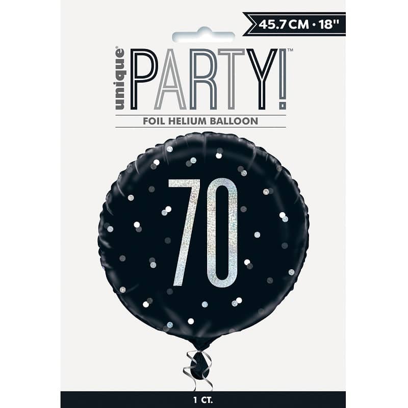 Black & Silver 70th Birthday Foil Prismatic Balloon 45CM (18") - Party Owls