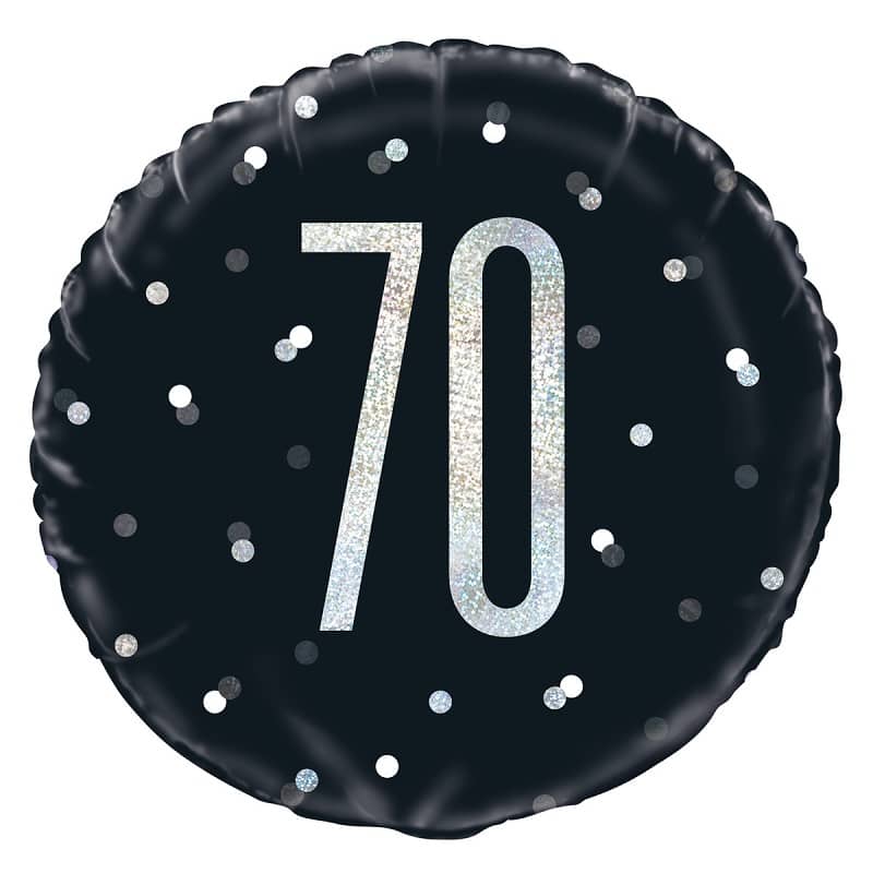 Black & Silver 70th Birthday Foil Prismatic Balloon 45CM (18") - Party Owls