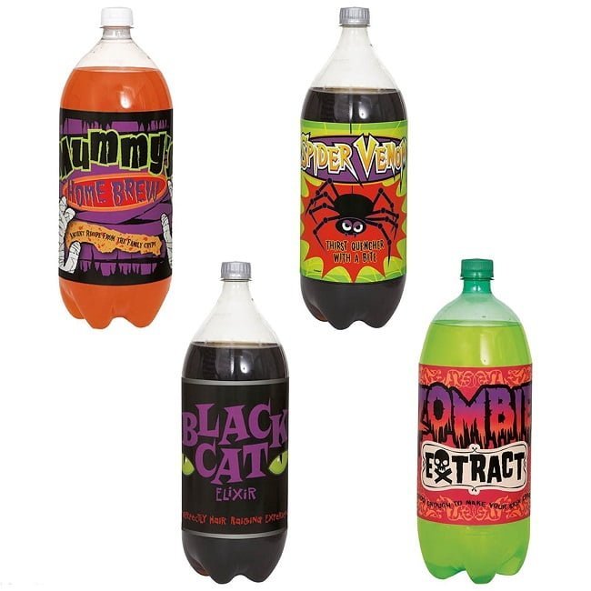Bottle Labels 4pk Halloween Soft Drink Bottle Labels 62535 - Party Owls