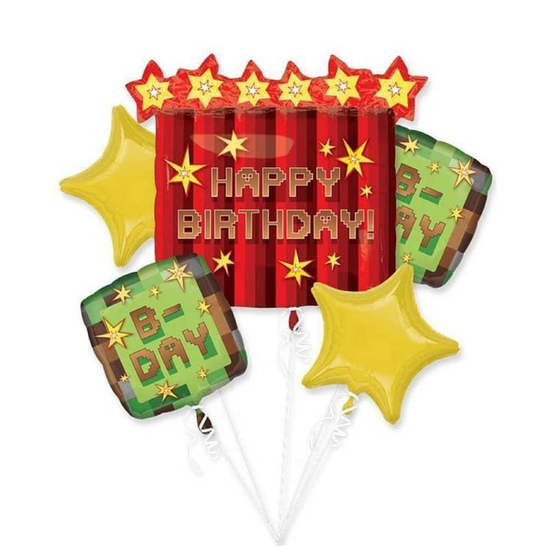 TNT Minecraft Style Foil Bouquet Balloons 5pk3546101 - Party Owls