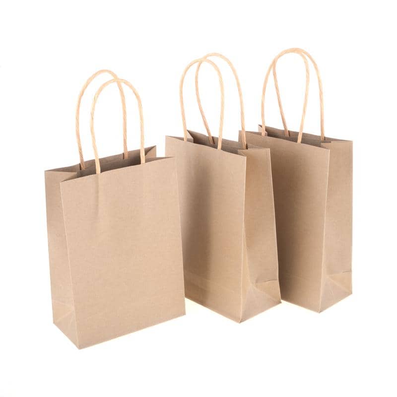 Brown Kraft Paper Party Bags 3pk 16cm x 12cm x 6cm - Party Owls