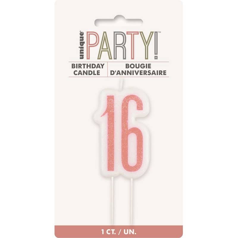 Candle "16" Rose Gold 16th Birthday Numeral Candle 84981 - Party Owls