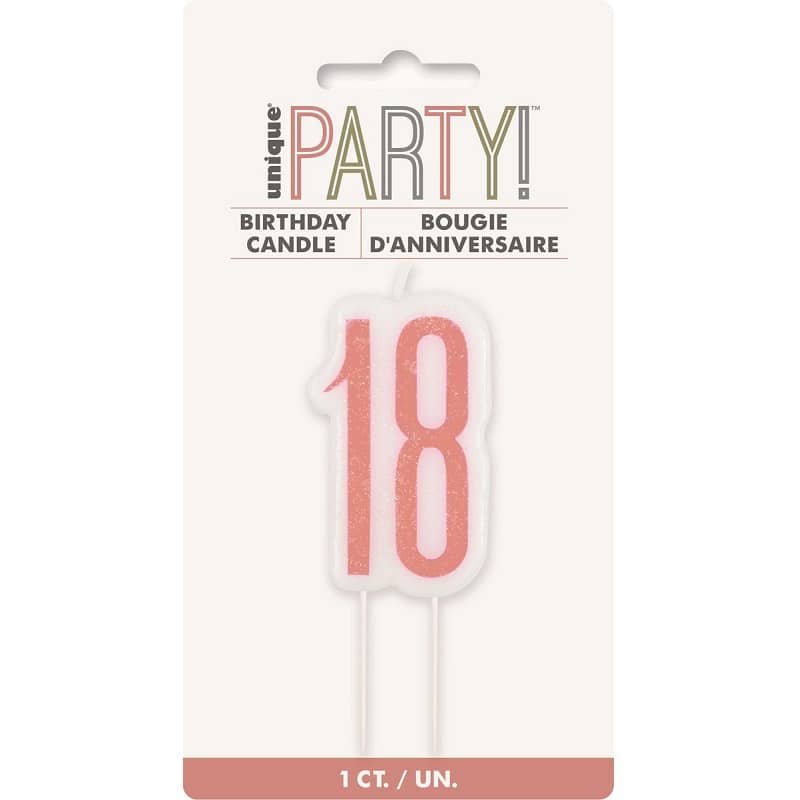 Candle "18" Rose Gold 18th Birthday Numeral Candle 84982 - Party Owls