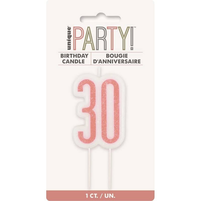 Candle "30" Rose Gold 30th Birthday Numeral Candle 84984 - Party Owls