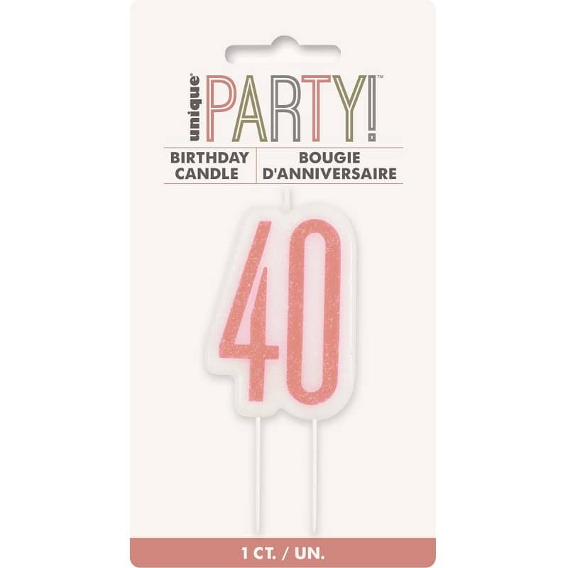 Candle "40" Rose Gold 40th Birthday Numeral Candle 84985 - Party Owls