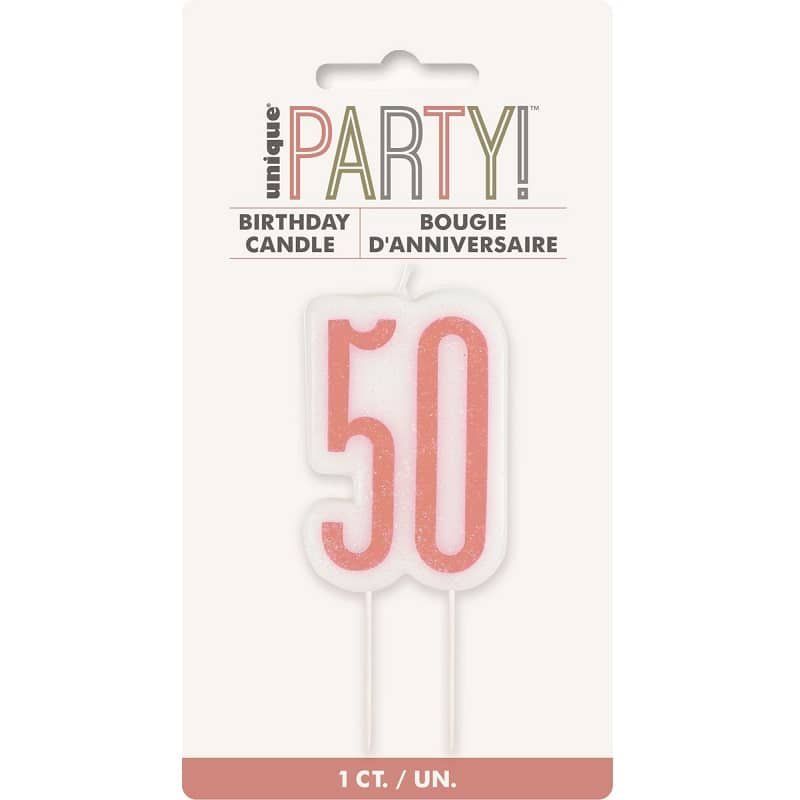 Candle "50" Rose Gold 50th Birthday Numeral Candle 84986 - Party Owls