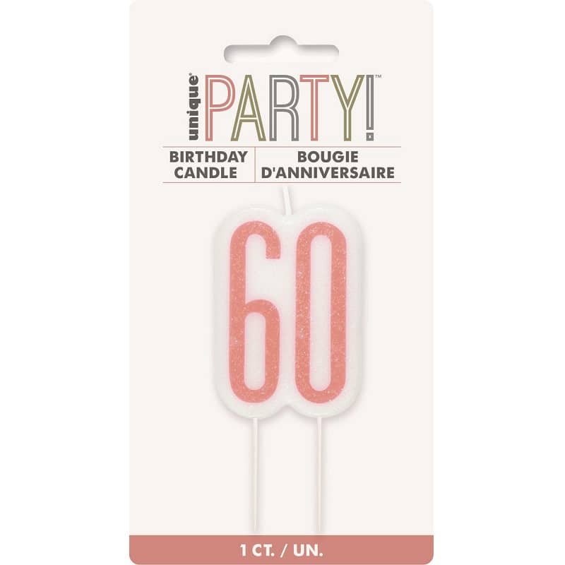 Candle "60" Rose Gold 60th Birthday Numeral Candle 84987 - Party Owls