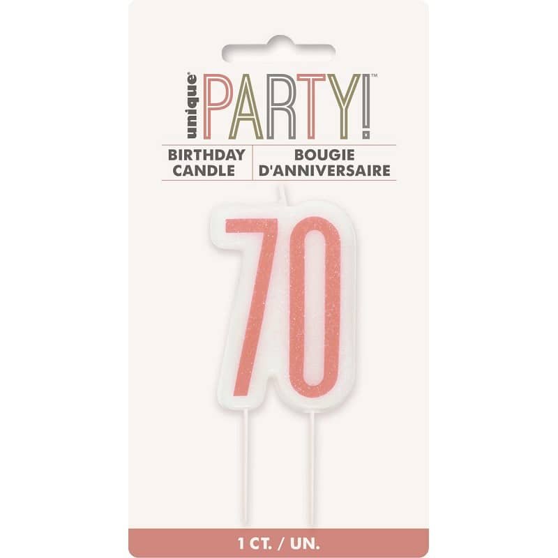 Candle "70" Rose Gold 70th Birthday Numeral Candle 84989 - Party Owls