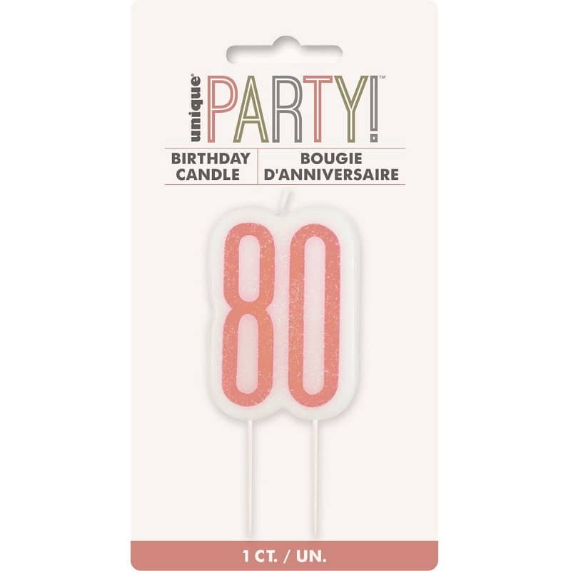 Candle "80" Rose Gold 80th Birthday Numeral Candle 84990 - Party Owls