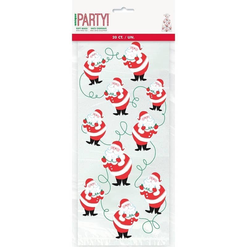 Christmas Santa Cello Bags 20pk 13485 - Party Owls