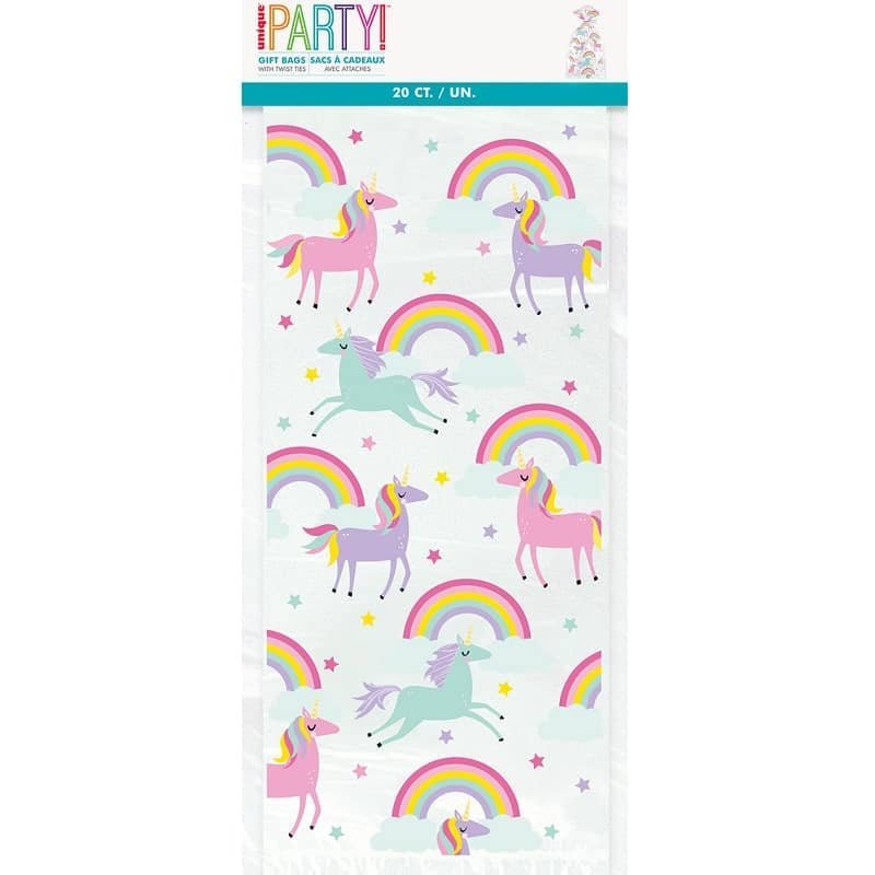 Unicorn Cello Bags Loot Lolly Treat Favour Party Bags 20pk 63394 - Party Owls