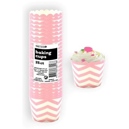 Chevron Lovely Pink 25pk Paper Baking Cups 68918 - Party Owls