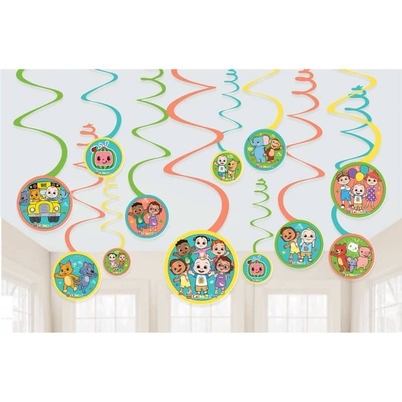 CoComelon Hanging Swirl Decorations 12pk - Party Owls