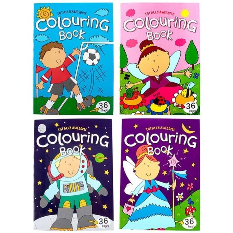 Colouring Books 4pk 36PG Princess Sport Space Fairy Themes 219490 - Party Owls