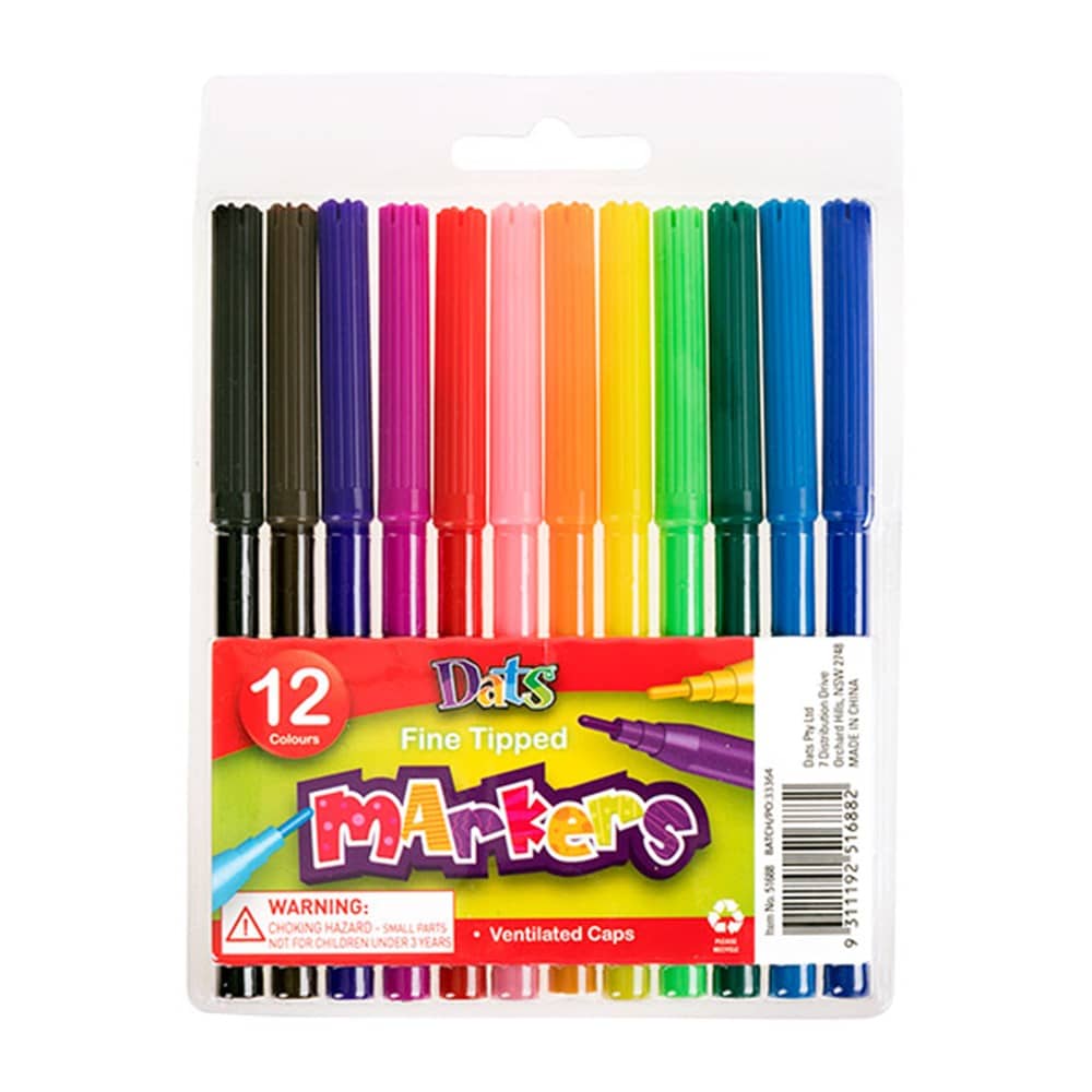 Colouring Pens Colour Markers 12pk Fine Tip - Party Owls