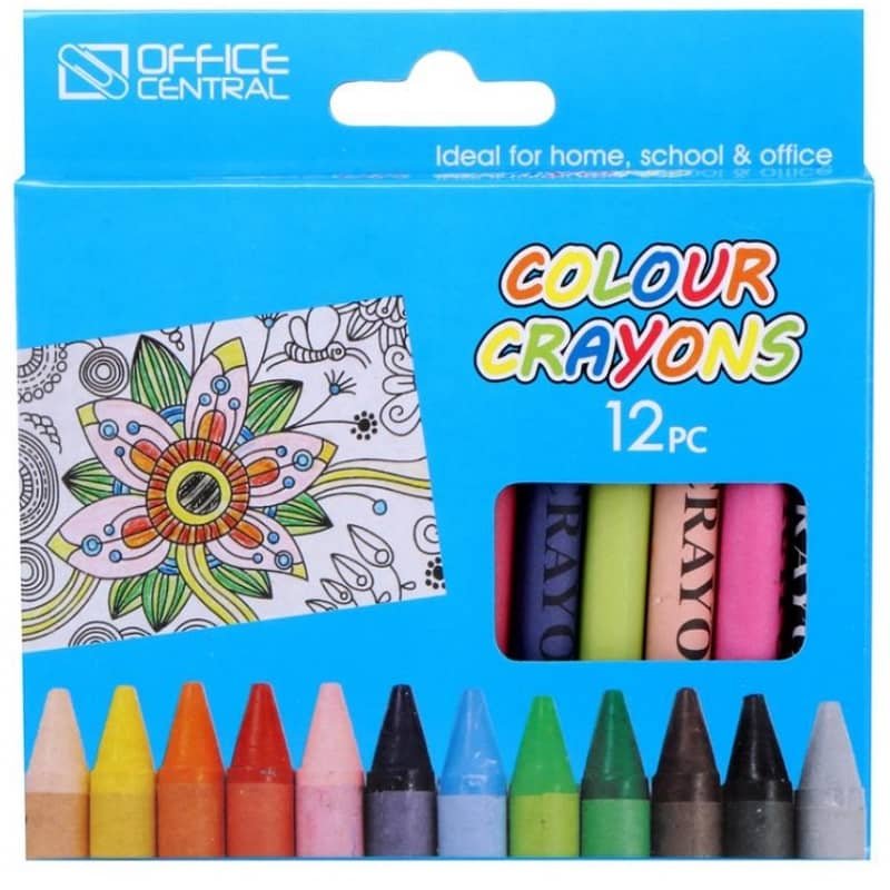 Crayons 9CM 12pk Assorted Colours 211630 - Party Owls