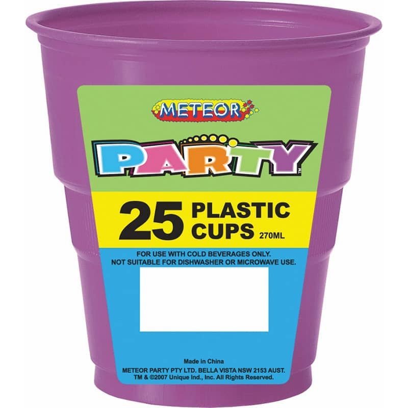 Cups 25pk Purple Solid Colour 30128 - Party Owls