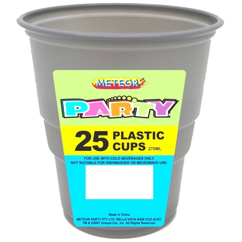 Cups 25pk Silver Solid Colour 30125 - Party Owls