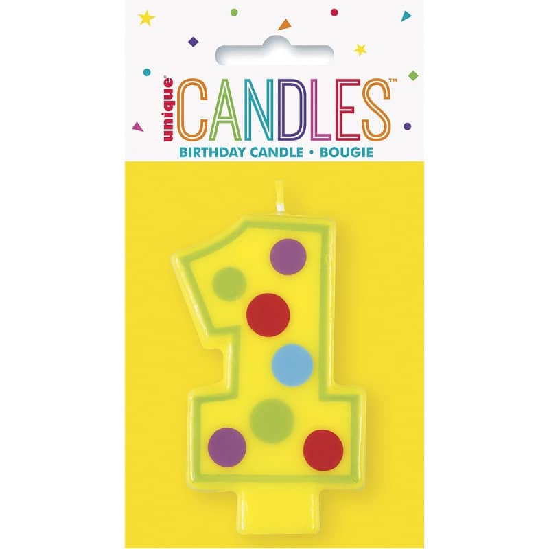 Decorative Numeral Candle "1" 8CM (3") - Party Owls