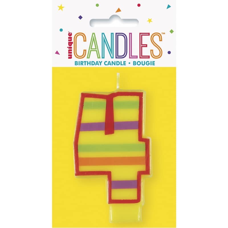 Decorative Numeral Candle "4" 8CM (3") 4th Birthday - Party Owls