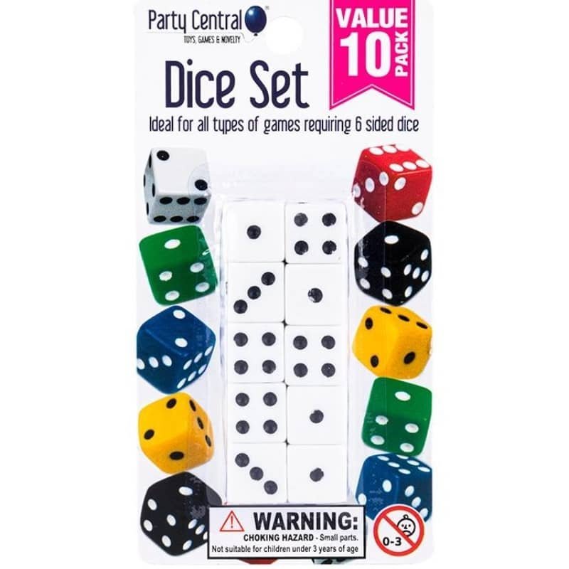 Dice Set 10pcs Black And White Dices Casino Party Game 242399 - Party Owls