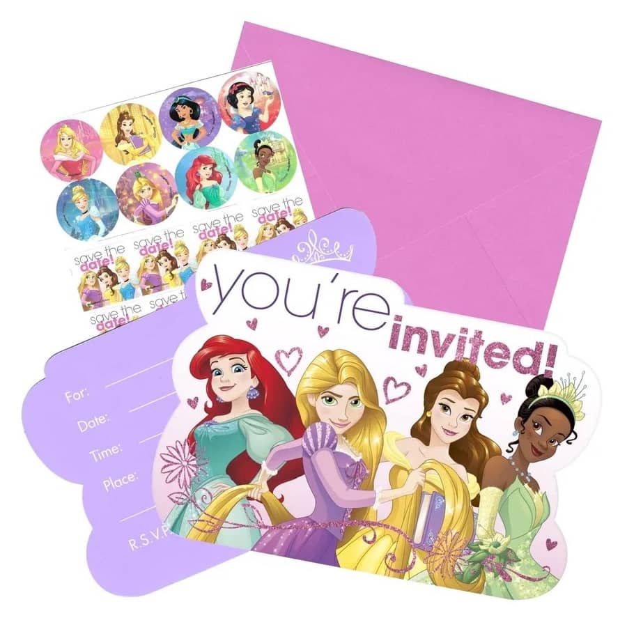Disney Princess Postcard Party Invitations 8pk With Envelopes - Party Owls