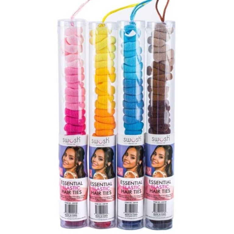Elastic Hair Ties 120pk Clip Free (4 Assorted Colour Tubes) - Party Owls