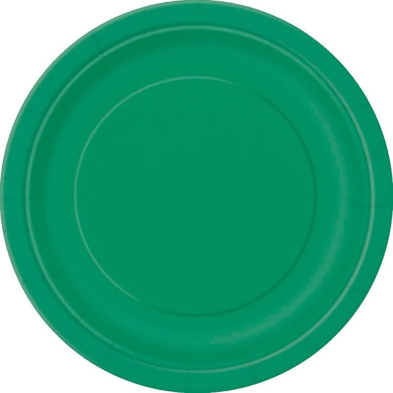 Emerald Green Small Round Paper Plates 18cm (7") 8pk Solid Colour - Party Owls